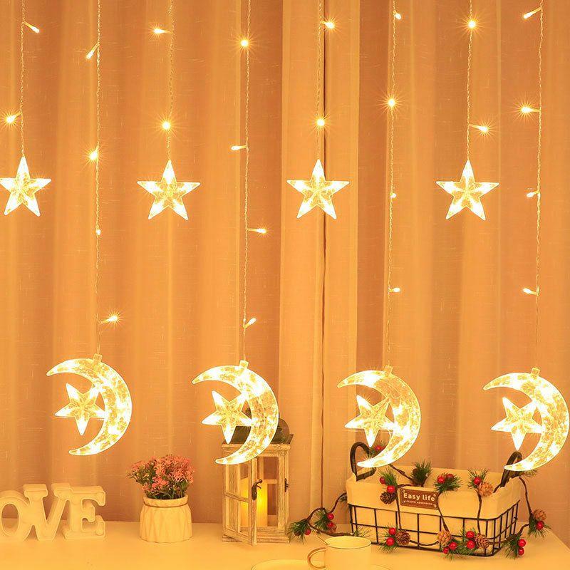 Dây đèn led rèm trăng sao bộ trang trí