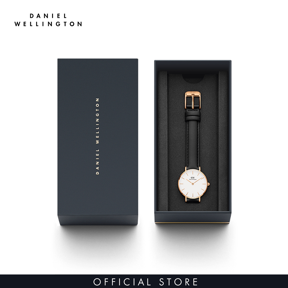 Đồng hồ Nữ Daniel Wellington dây da - Petite Sheffield mặt trắng - vỏ vàng hồng