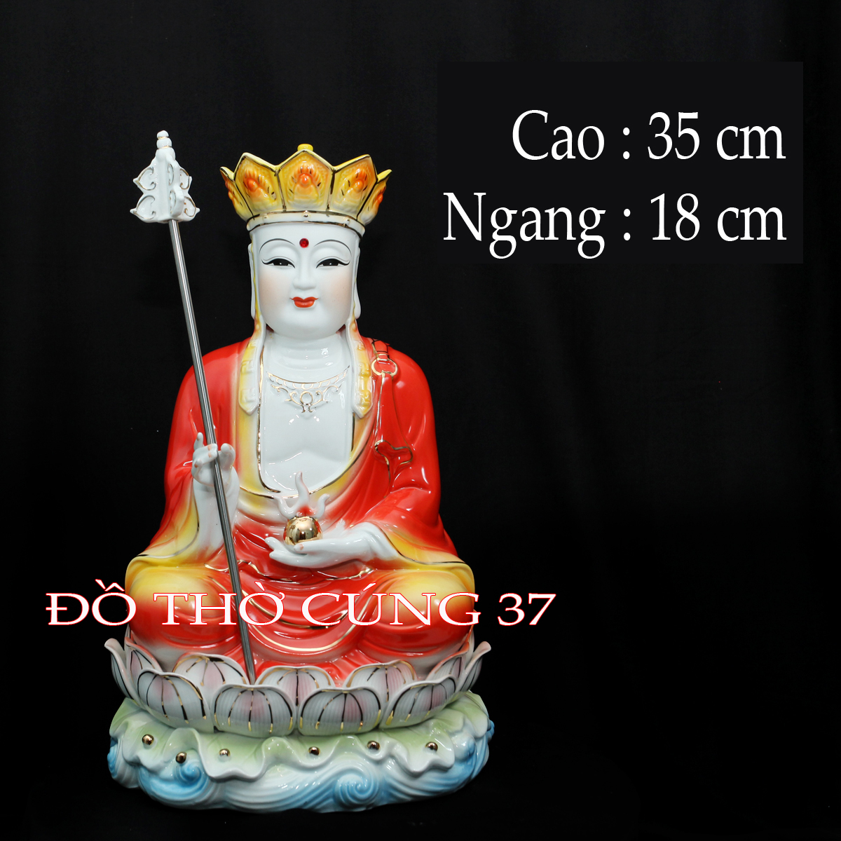 [ Cao 35 cm , 40 cm ] Tượng Địa Tạng Vương Bồ Tát  - Men Sứ