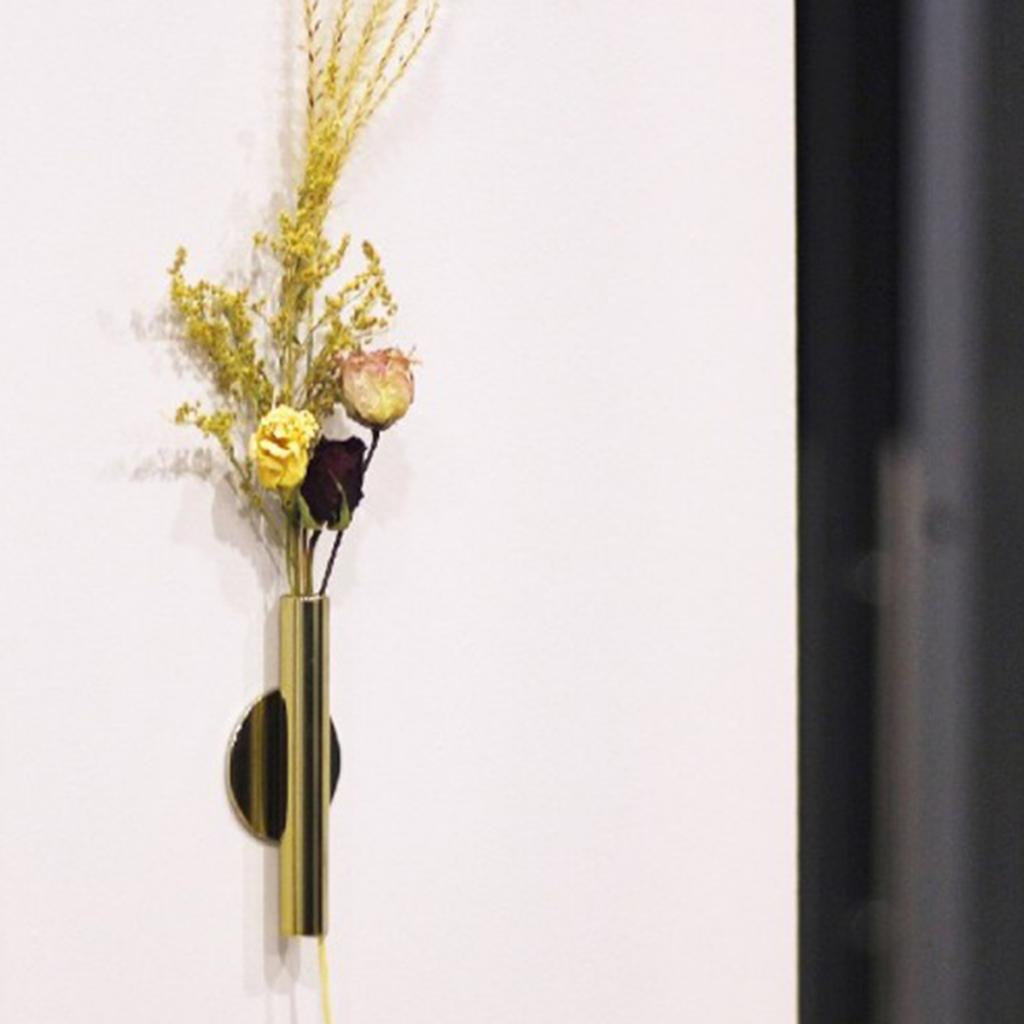 2Pcs Wall-Mounted Flower Tube Wall Hanging Metal Vase Iron Art Decor, 4''H