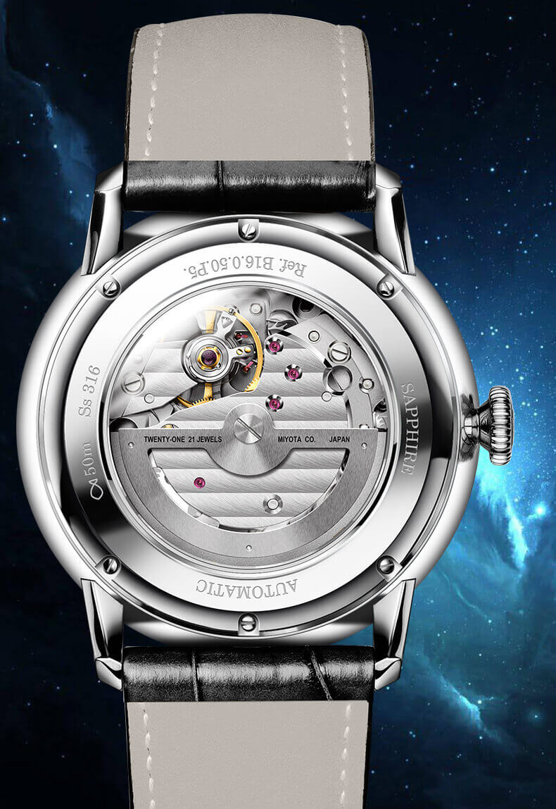 Đồng hồ nam chính hãng LOBINNI L16060-1 Kính sapphire ,chống xước ,Chống nước 50m ,Bảo hành 24 tháng,Máy cơ (Automatic),dây da cao cấp