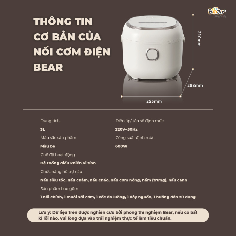 Nồi Cơm Điện Tử Bear 3L Lòng Nồi 5 Lớp Đa Năng Nấu Cơm Nấu Cháo Hầm Hấp Hâm Nóng Hẹn Giờ Lên Đến 12 Tiếng SB-NC30A - HÀNG CHÍNH HÃNG