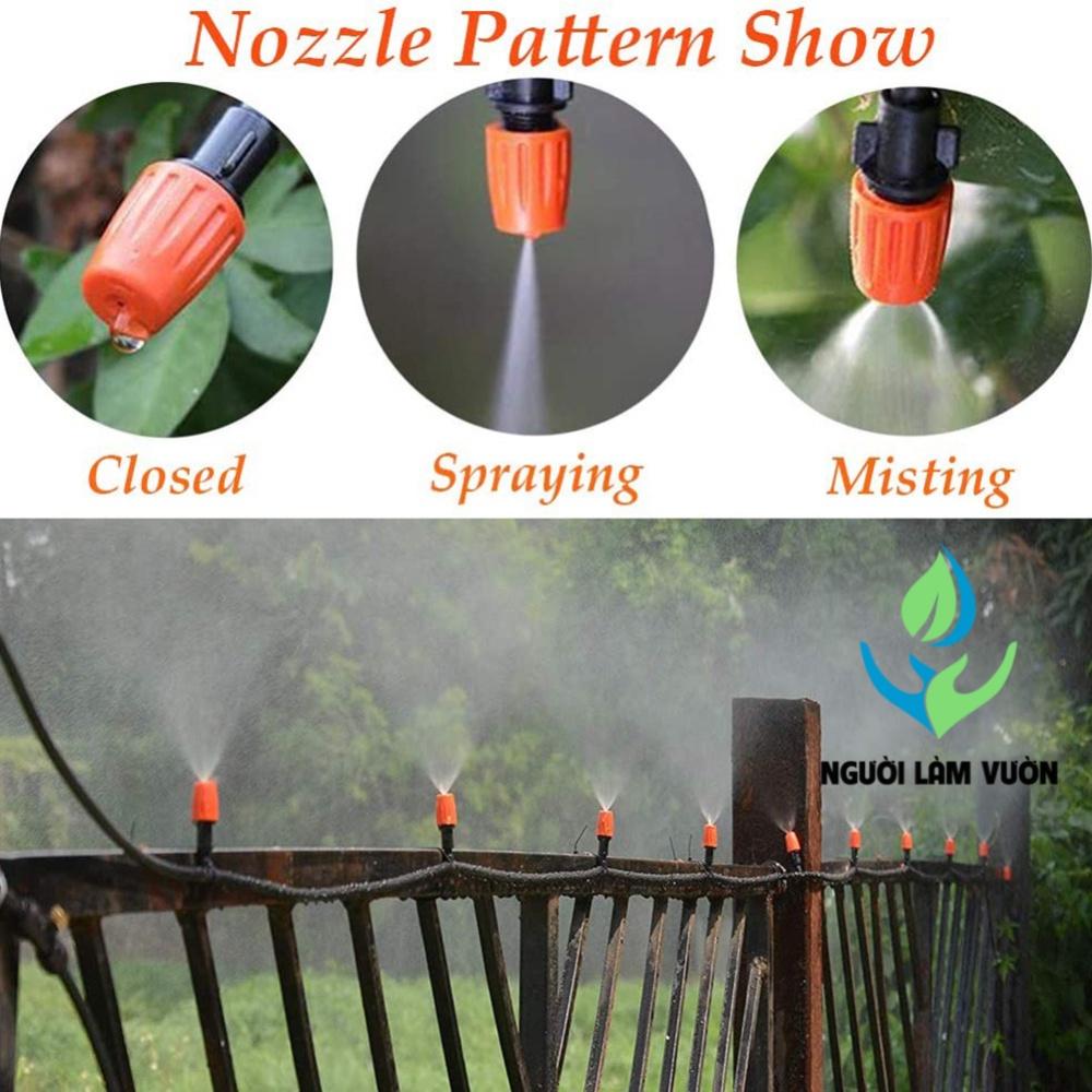 Combo 10 béc phun sương nhựa tưới lan, cây cảnh - điều chỉnh được lượng nước kèm khớp nối ren 21mm