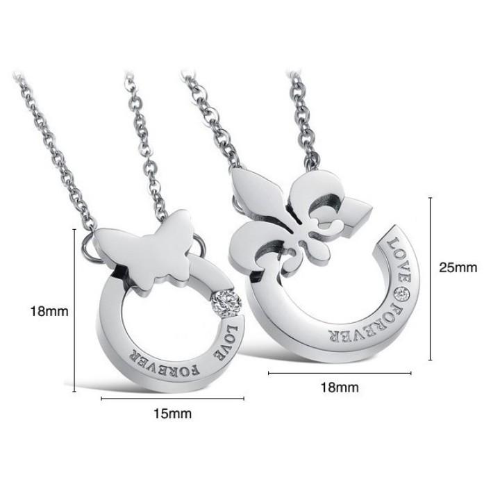 Dây chuyền cặp đôi titanium neo và bướm BHDC179
