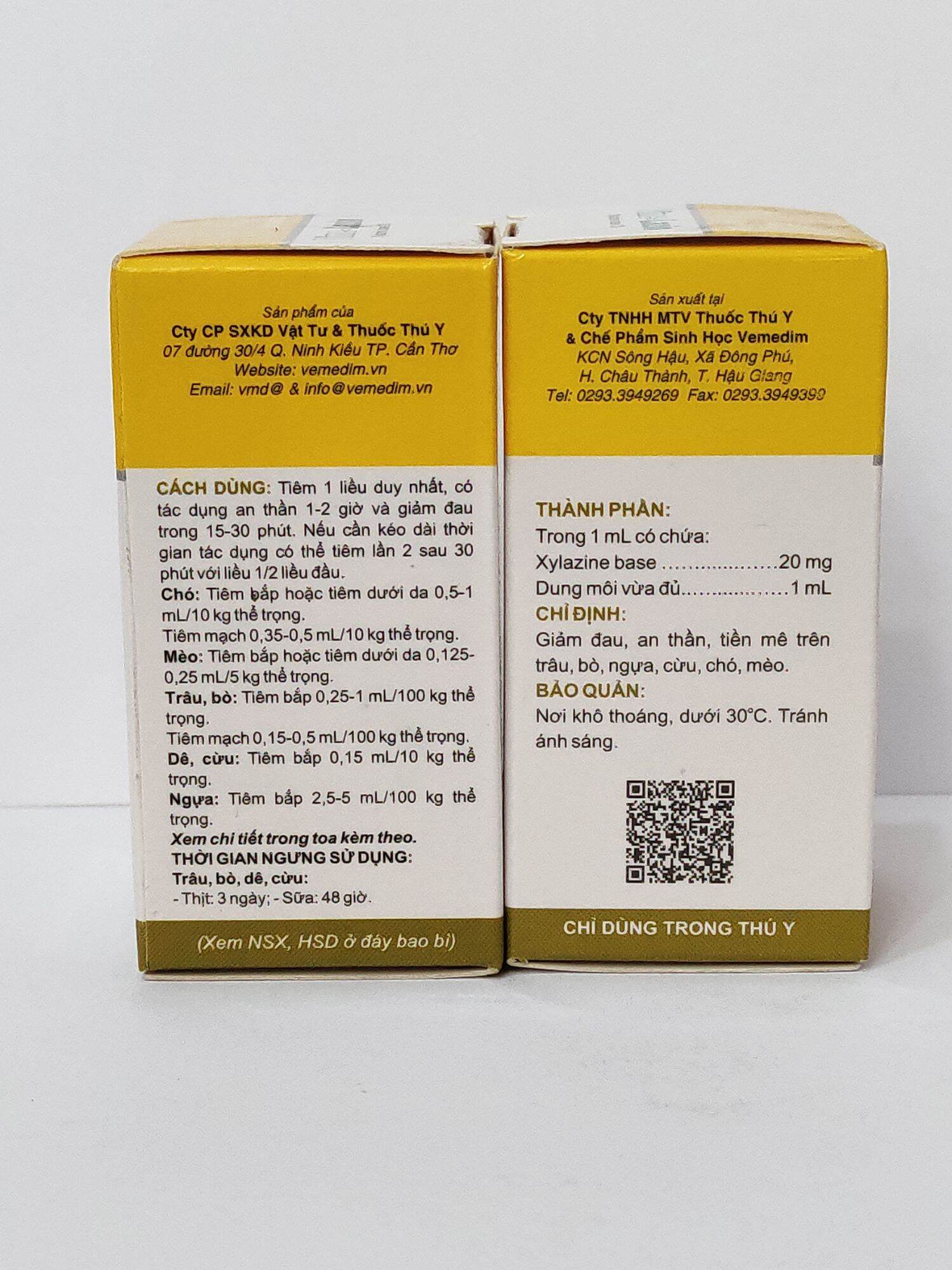 VIME LAZIN 20ML Dung dịch tiêm an thần, tiền mê, giảm đau ở trâu, bò, chó, mèo