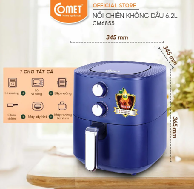 Nồi chiên không dầu 6.2L COMET - CM6855 (HÀNG CHÍNH HÃNG)