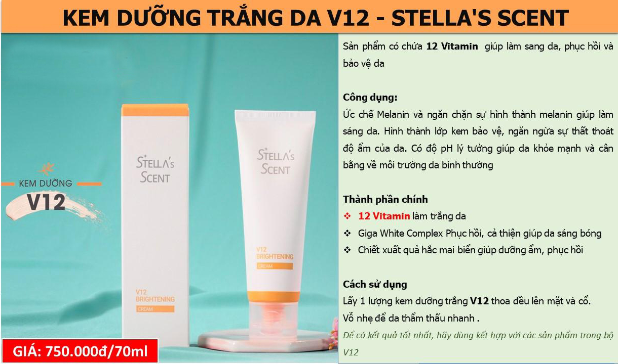 Kem Dưỡng Trắng Da V12 Stella's Scent - Stella's Scent V12 Brightening Cream