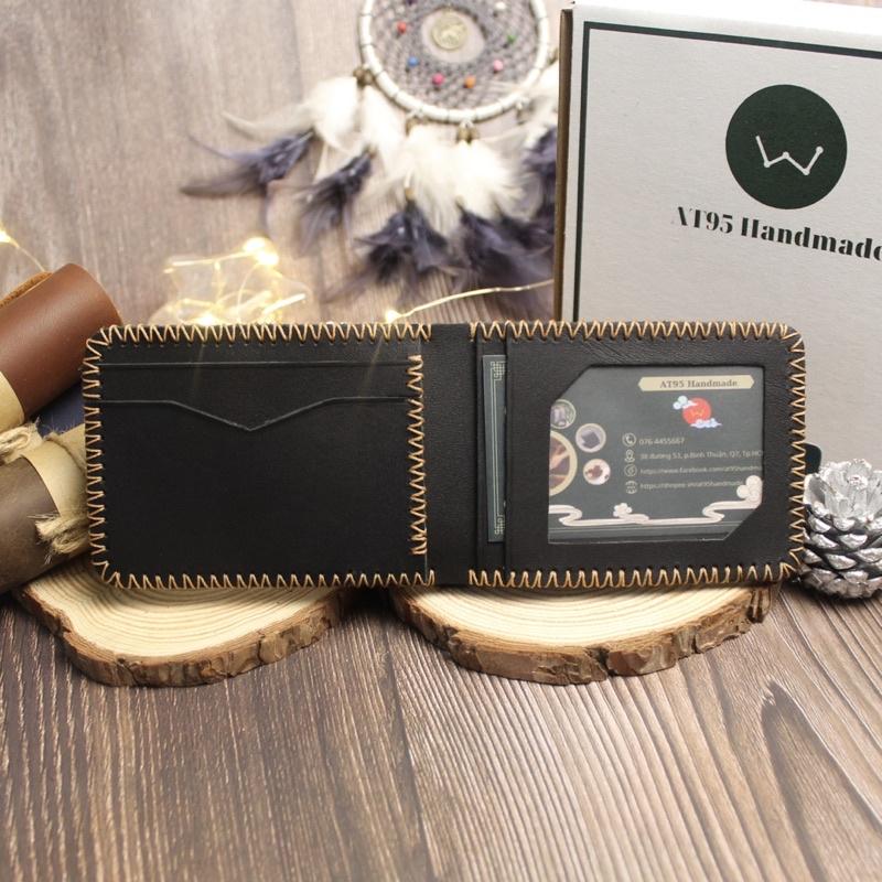 Ví ngang Vuitton mini nhỏ gọn da bò thật thương hiệu W