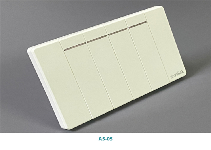 Bộ Mặt 4 công tắc 1 chiều khung nhôm cao cấp hình chữ nhật màu trắng điện áp 220V-250V, công tăc an toàn cho trẻ em dùng trong gia đình