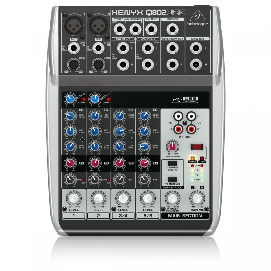 Mixer thu âm 8 cổng vào Behringer XENYX Q802USB - Hàng nhập khẩu