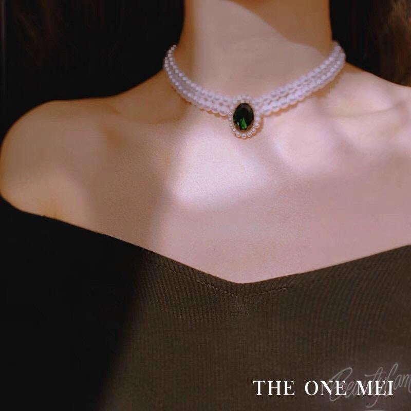 Chocker vòng cổ Ngọc sợi đôi Trai nước ngọt mix mặt bạc 925