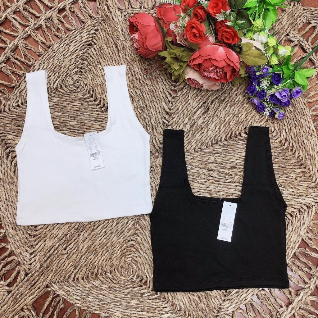 Áo croptop nữ ngắn ôm, áo croptop kiểu nữ ngắn cổ vuông ôm body hai màu đen trắng giá giẻ thời trang DUMISA