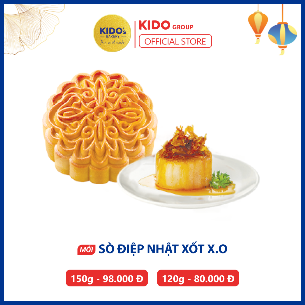 Bánh Trung Thu KIDO’s Bakery Vị Sò Điệp Nhật Xốt X.O 1 Trứng -(Tặng kèm hộp cao cấp 2 bánh và 4 bánh)