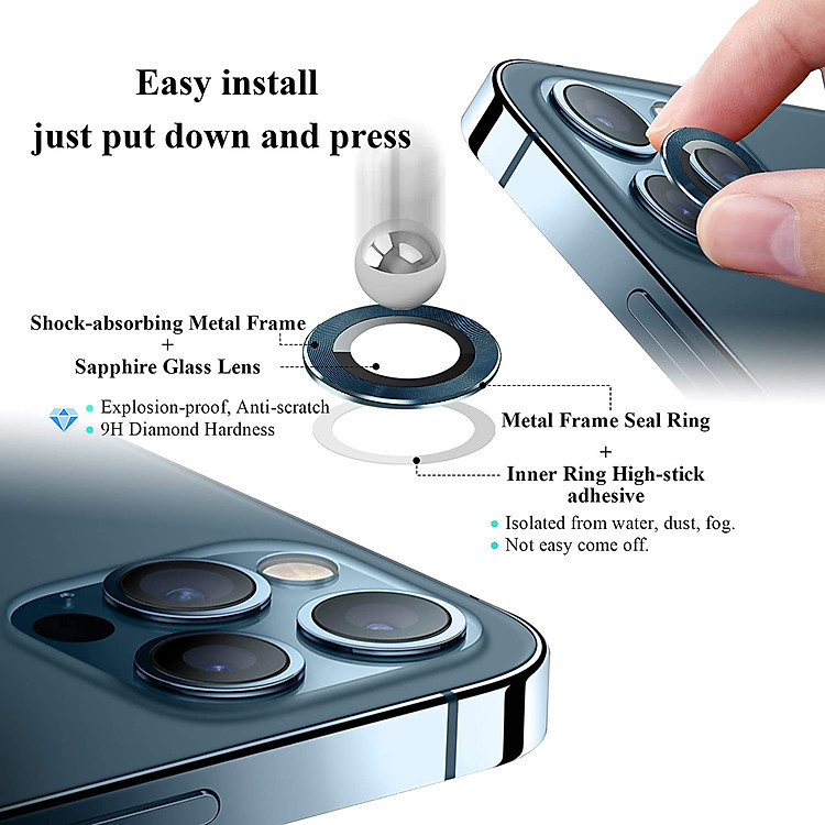 Bộ dán kính cường lực bảo vệ Camera dành cho iPhone 15 Pro / 15ProMax Guard Lens Ring mang lại khả năng chụp hình sắc nét full HD (độ cứng 9H, chống trầy, chống chụi &amp; vân tay, bảo vệ toàn diện) - hàng nhập khẩu