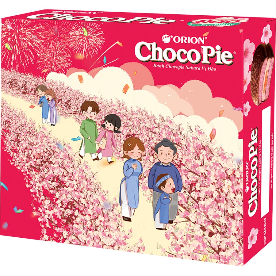 BÁNH TẾT ORION - BÁNH CHOCOPIE SAKURA VỊ ĐÀO 372G