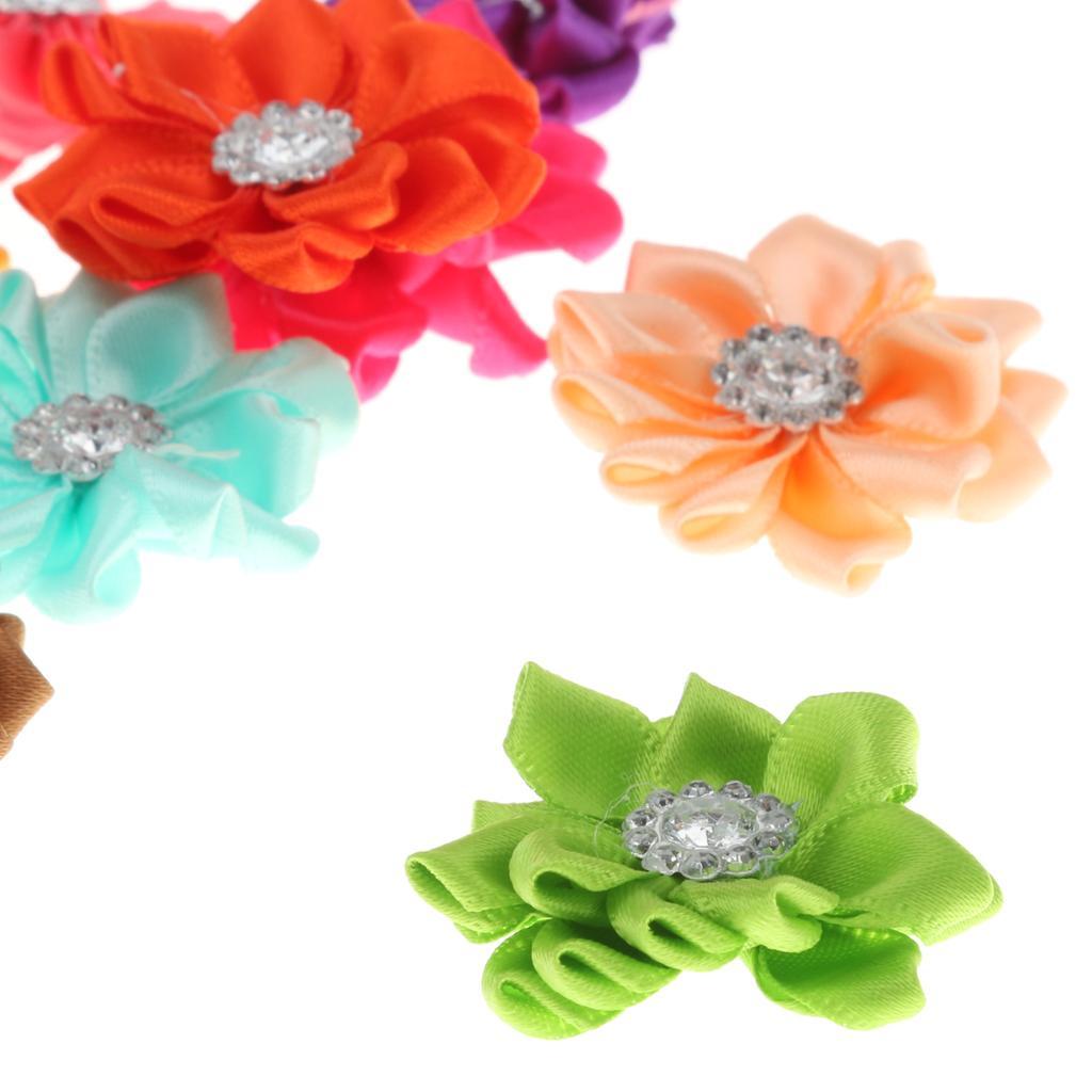 10pcs Satin Ribbon Flower Craft DIY Accessory Wedding Appliques Multi-color