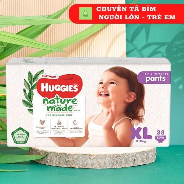 Tã Quần Siêu Cao Cấp Huggies Platinum Nature Made XL38 (38 Miếng)