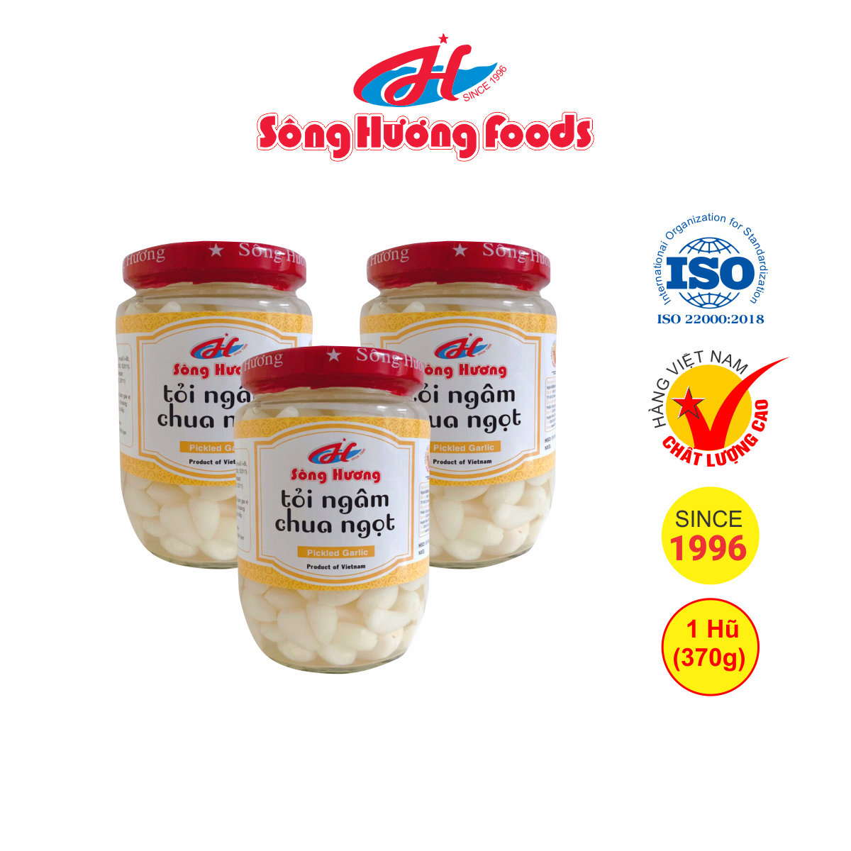 3 Hũ Tỏi Ngâm Chua Ngọt Sông Hương Foods Hũ 370g