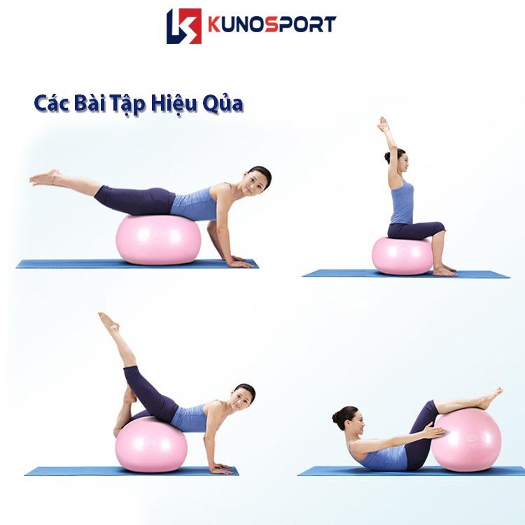 Bóng tập yoga KUNOSPORT loại dày kích thước 65cm bóng tập yoga pilates 900g tặng bộ bơm bóng