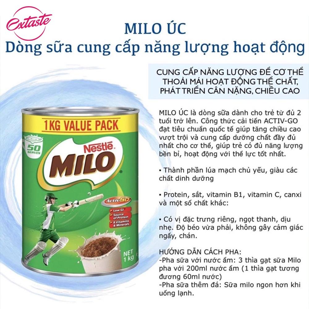 Sữa Milo Úc Nestle 1.1kg giàu dinh dưỡng giúp trẻ phát triển chiều cao và tăng cường sức khỏe