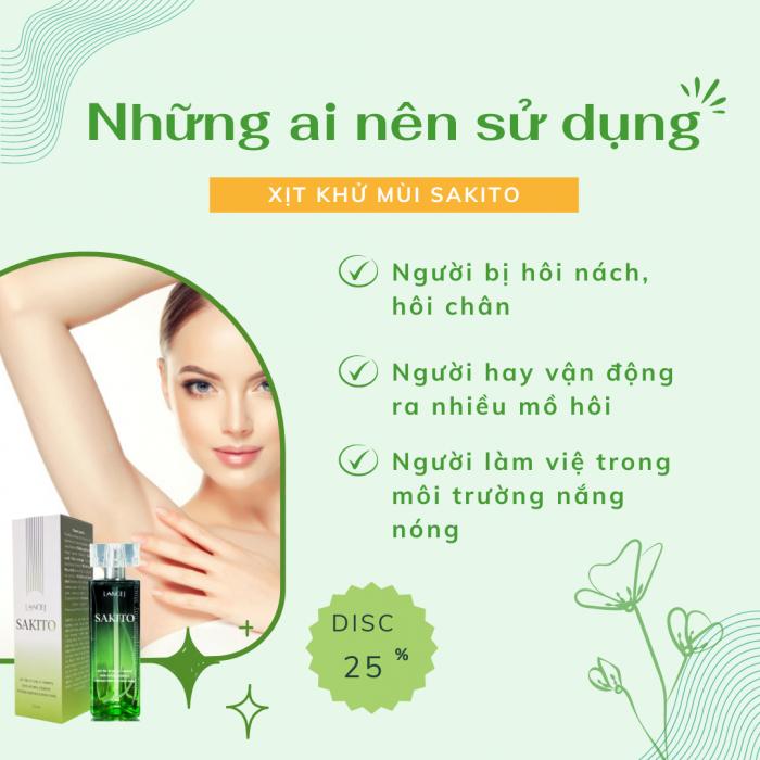 COMBO Xịt Khử Mùi Hôi Nách SAKITO 50ml & LARA CLEAR 40ml, Khử Mùi Toàn Thân, Ngăn Tiết Mồ Hôi