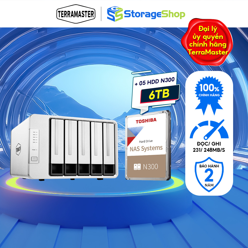Bộ thiết bị lưu trữ DAS TerraMaster D5-310 5-bay+N300 Hàng chính hãng