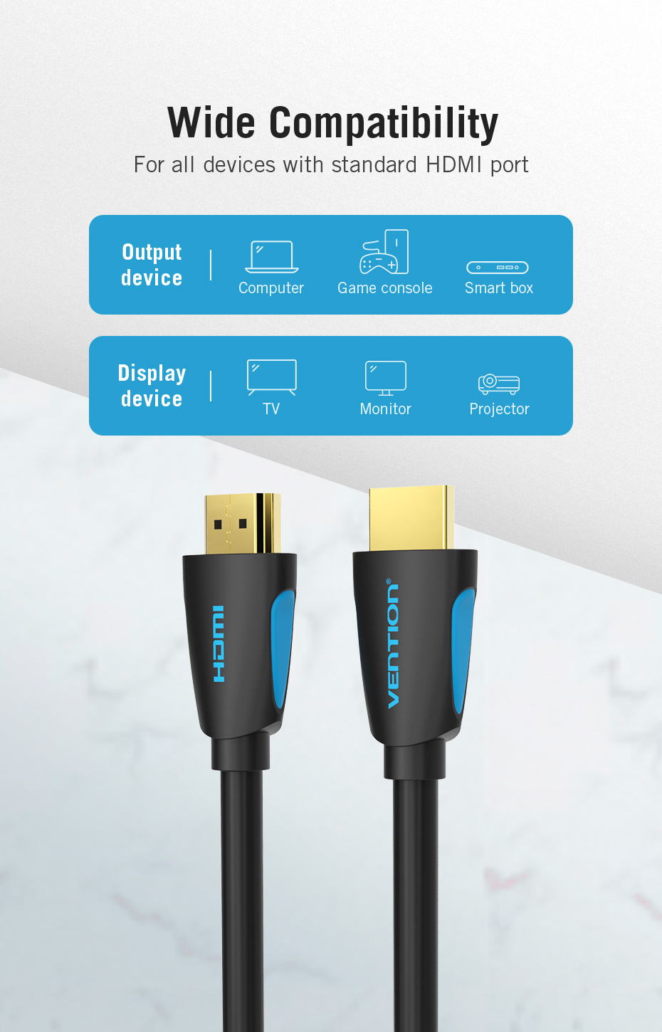 Cáp HDMI 2.0 thuần đồng hỗ trợ 4K@60Hz VENTION dài 1m đến 10m Hàng Chính Hãng