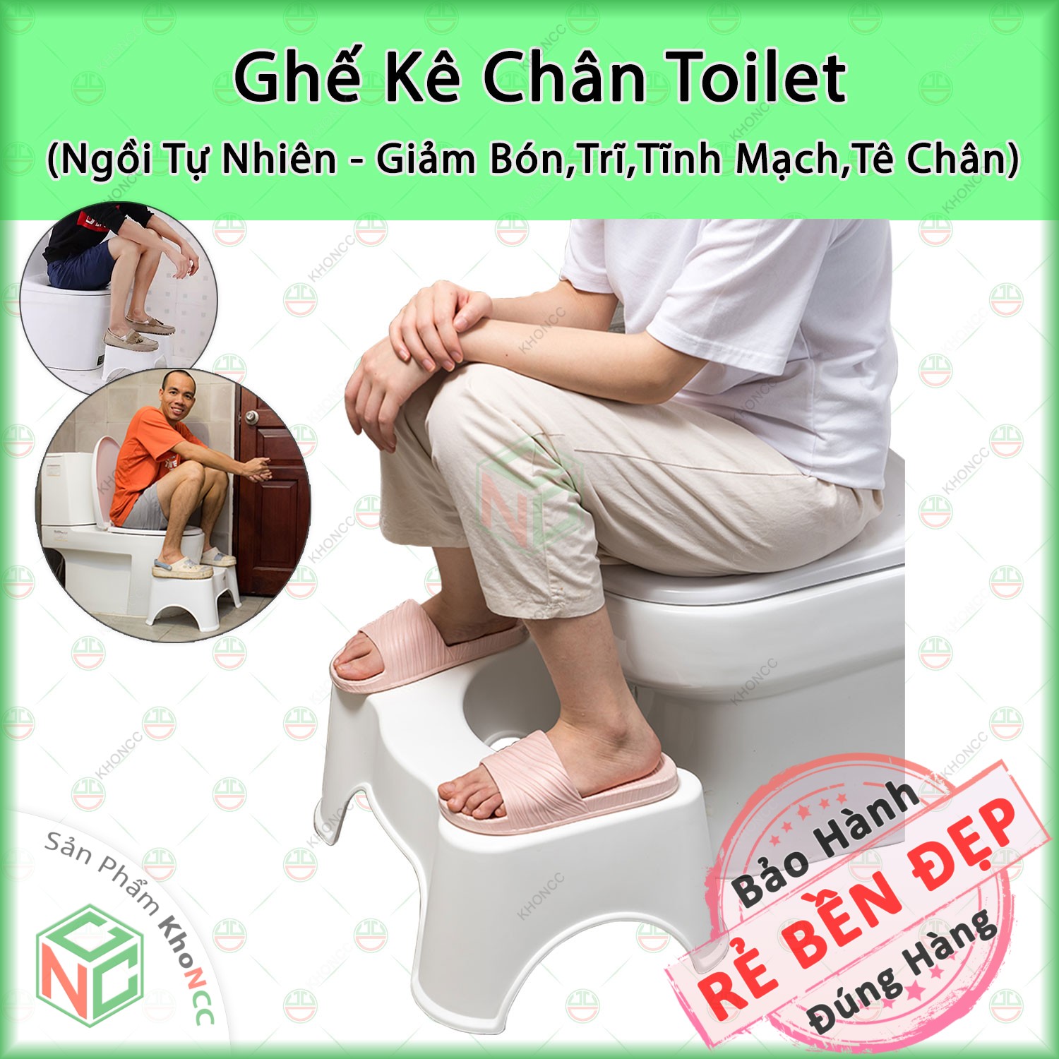 (Sức Khỏe) Ghế Kê Chân Toilet Bồn Cầu Khi Vệ Sinh KhoNCC Hàng Chính Hãng - Chống Táo Bón - Đường Ruột - Tê Chân - KLM-GKCT