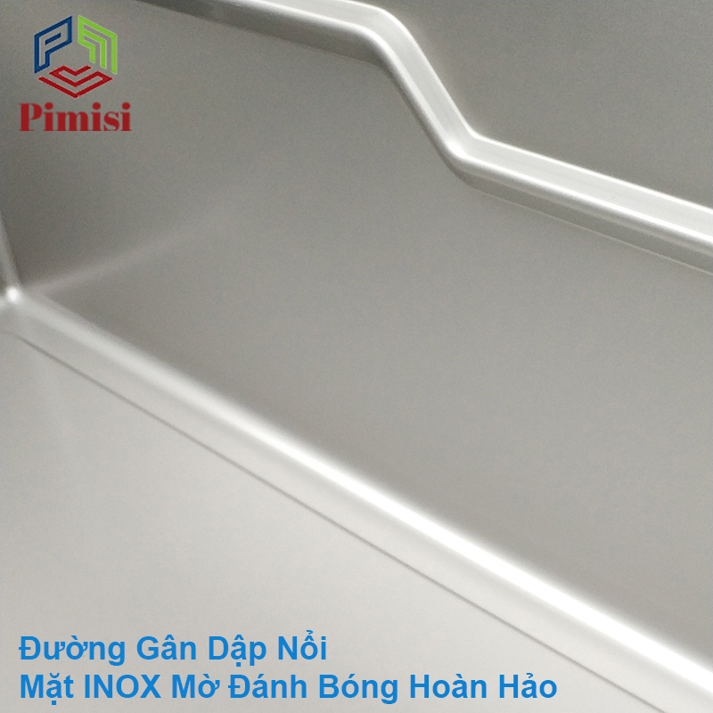 Bồn Rửa Chén INOX 1 Hộc Lớn Pimisi Làm Từ Thép Không Gỉ SUS 304 Cao Cấp Kiểu Ngăn To 1 Hố, Kèm 1 Khay Chậu Rửa Bát Nhỏ Đơn Phụ Gác Bồn -  Tháo Rời Với Đầy Đủ Phụ Kiện Xi Phông, Gắn Được Cả Âm - Dương Bàn Đá Bếp Nhiều Kích Thước | Hàng Chính Hãng