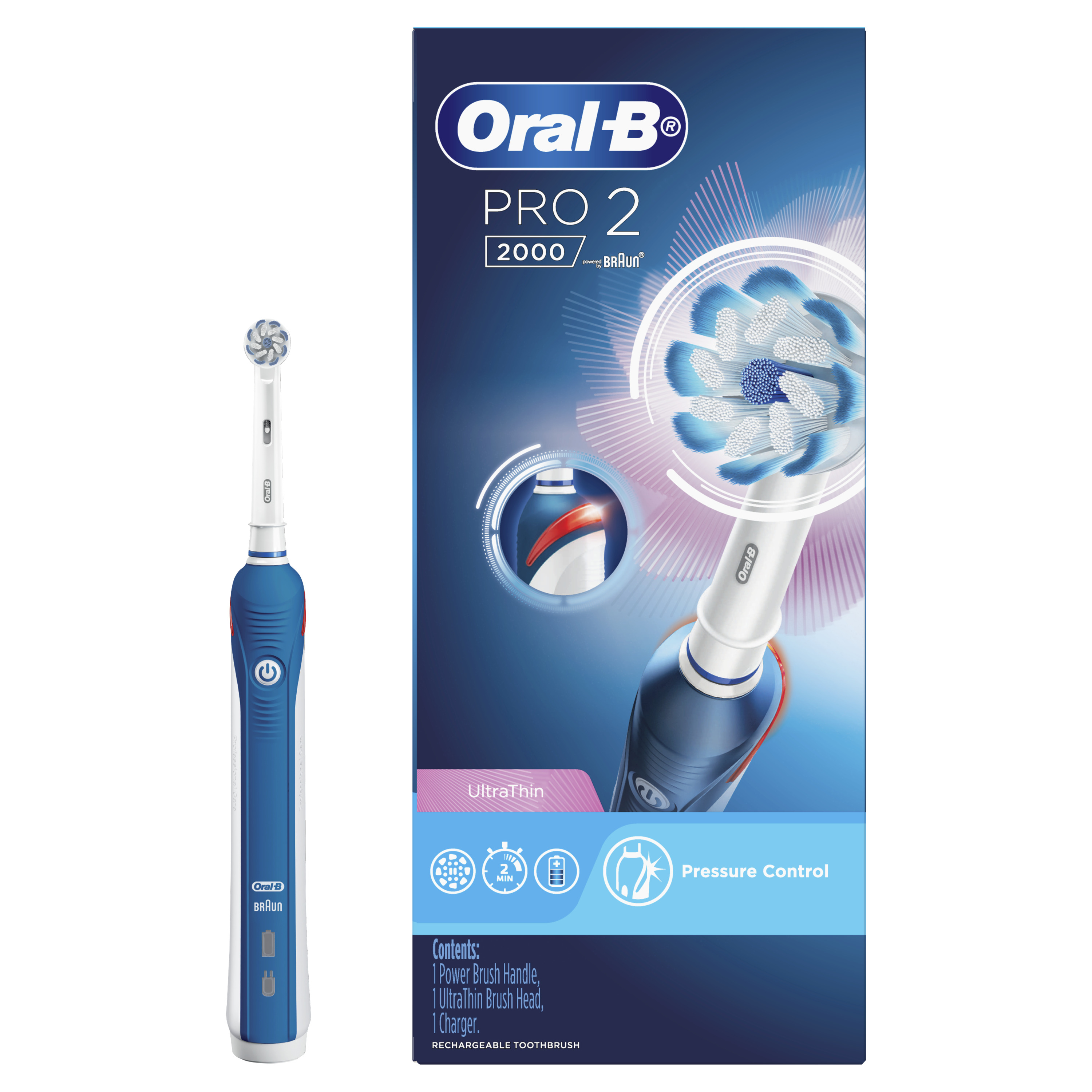 Bàn chải điện ORAL-B Pro 2000 UltraThin Làm Sạch 100% Mảng Bám Nhiều Màu