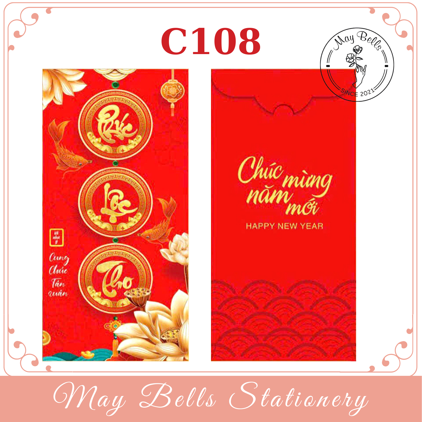 Bao Lì Xì Tết 2024 Giáp Thìn Mẫu PHÚC LỘC THỌ Được Chọn Mẫu, Bao Lì Xì Mừng Tuổi Cao Cấp, Sang Trọng, Dễ Thương