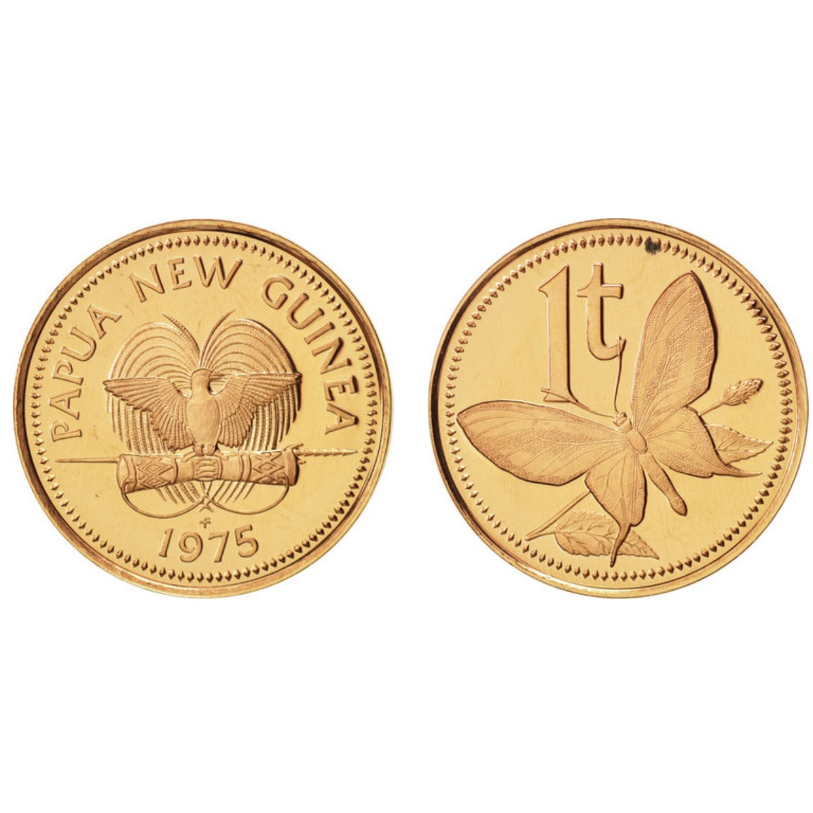 Đồng xu 1 toea con Bướm của Papua New Guinea