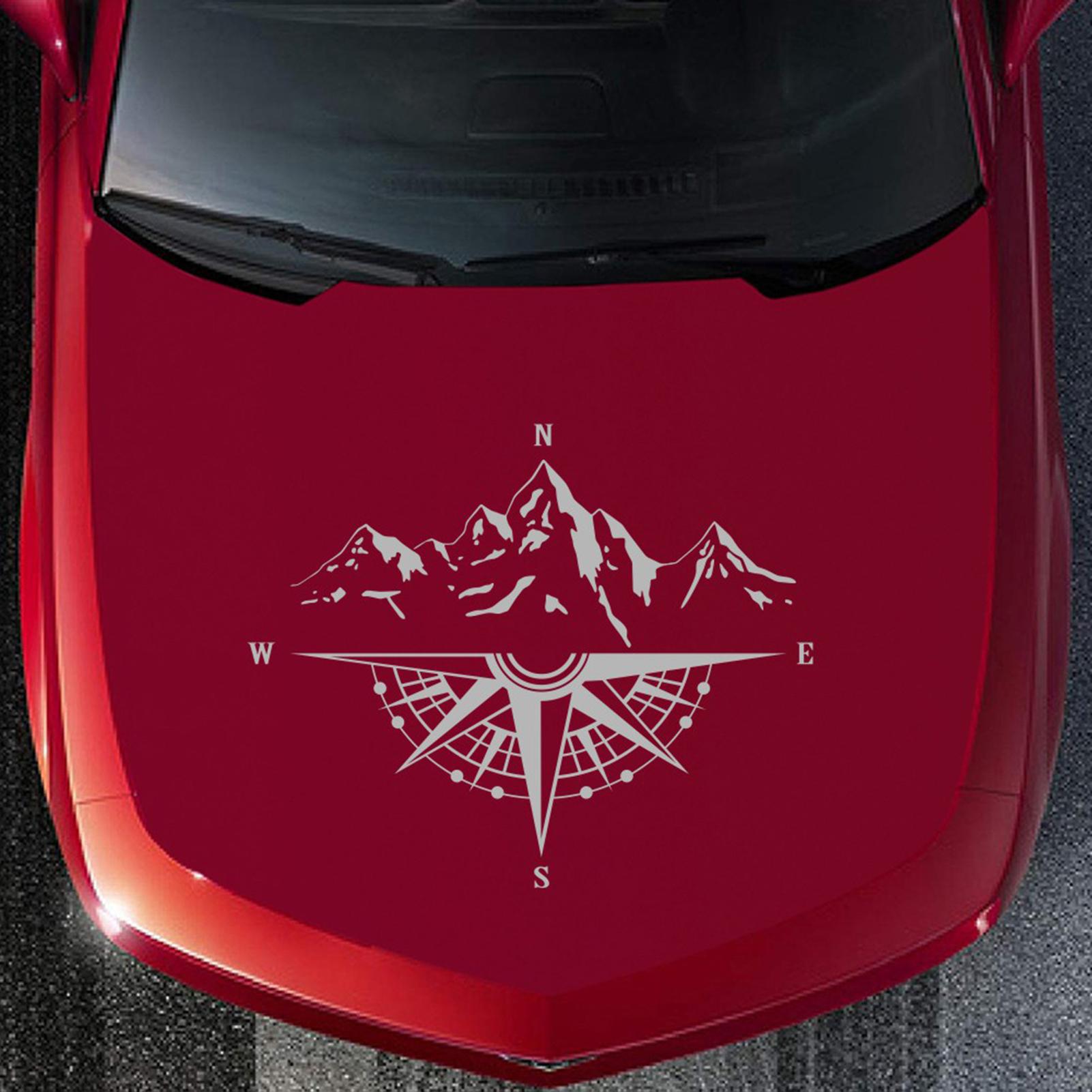 Mountain Compass Stickers, Decal for Car Hood Auto Body Side Door Compass Waterproof Sticker, Vinyl Stripe Decal Sticker