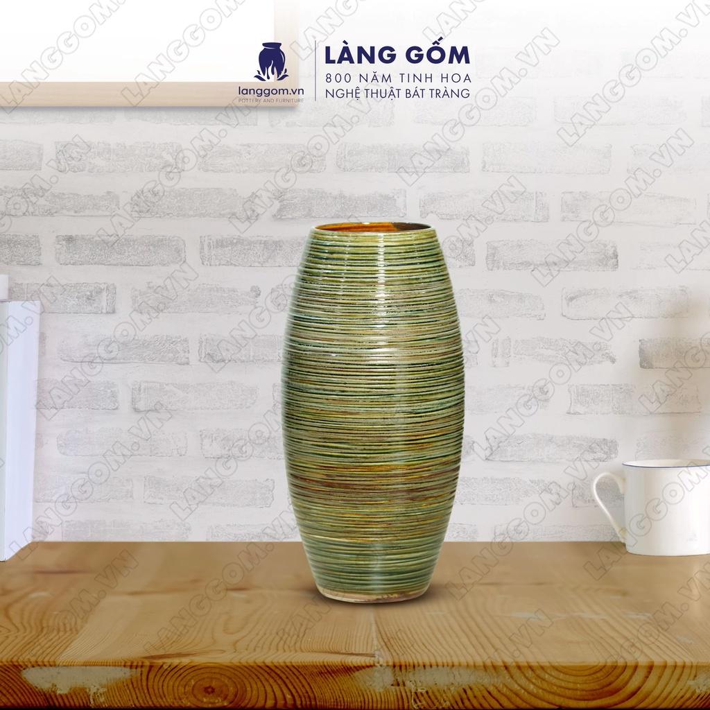 Bình hoa, lọ hoa Gốm sứ Bát Tràng cao cấp Men hỏa biến dáng bom đại dùng làm quà tặng, trang trí - Làng Gốm Bát Tràng