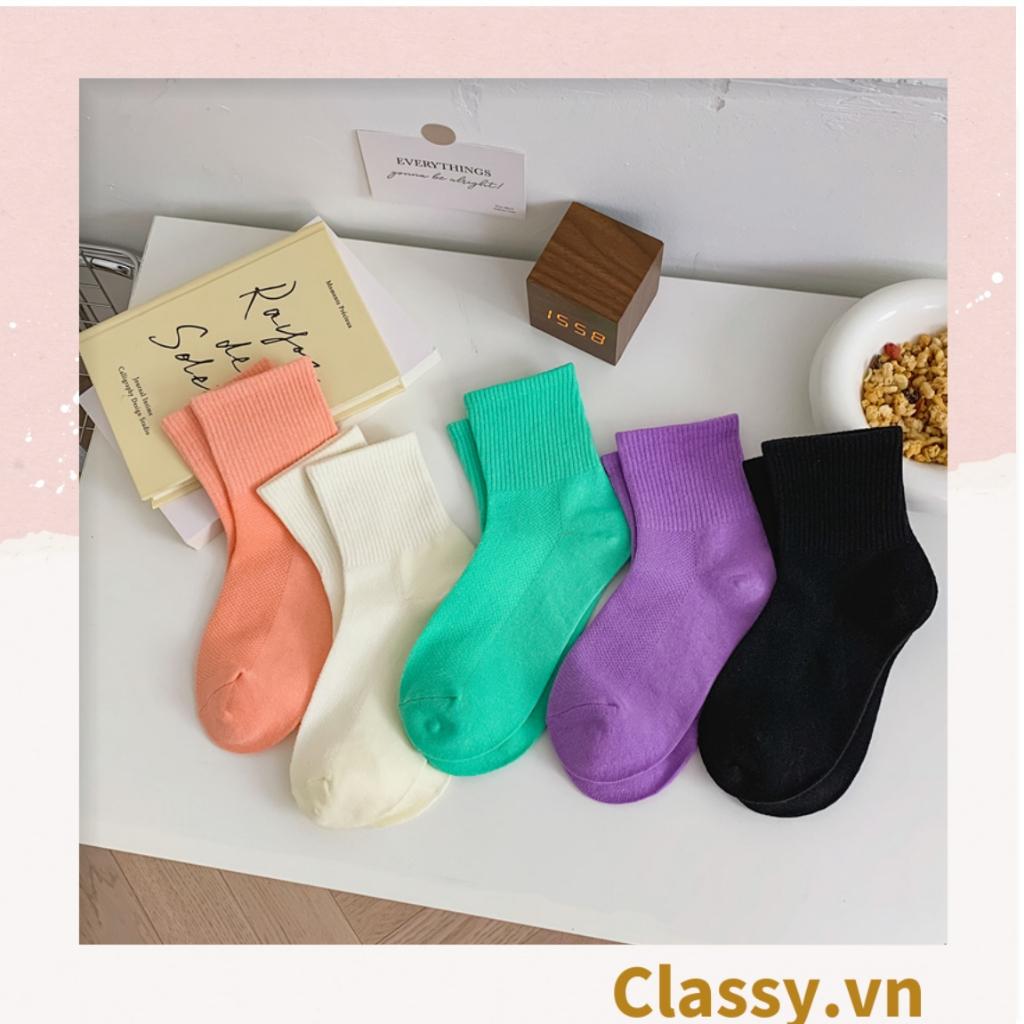 Tất cổ cao Classy,  vớ cổ cao màu trơn, có bo chun phần cổ, siêu êm chân G1471