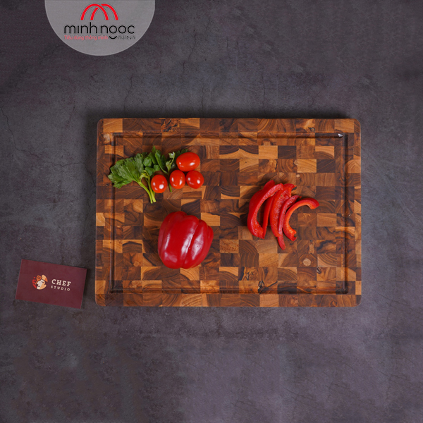 [Chính hãng] Thớt gỗ Teak Chef Studio hình chữ nhật 25x35x2,5 cm - MSP 10228. Dùng cắt, thái, khay trưng bày thực phẩm.