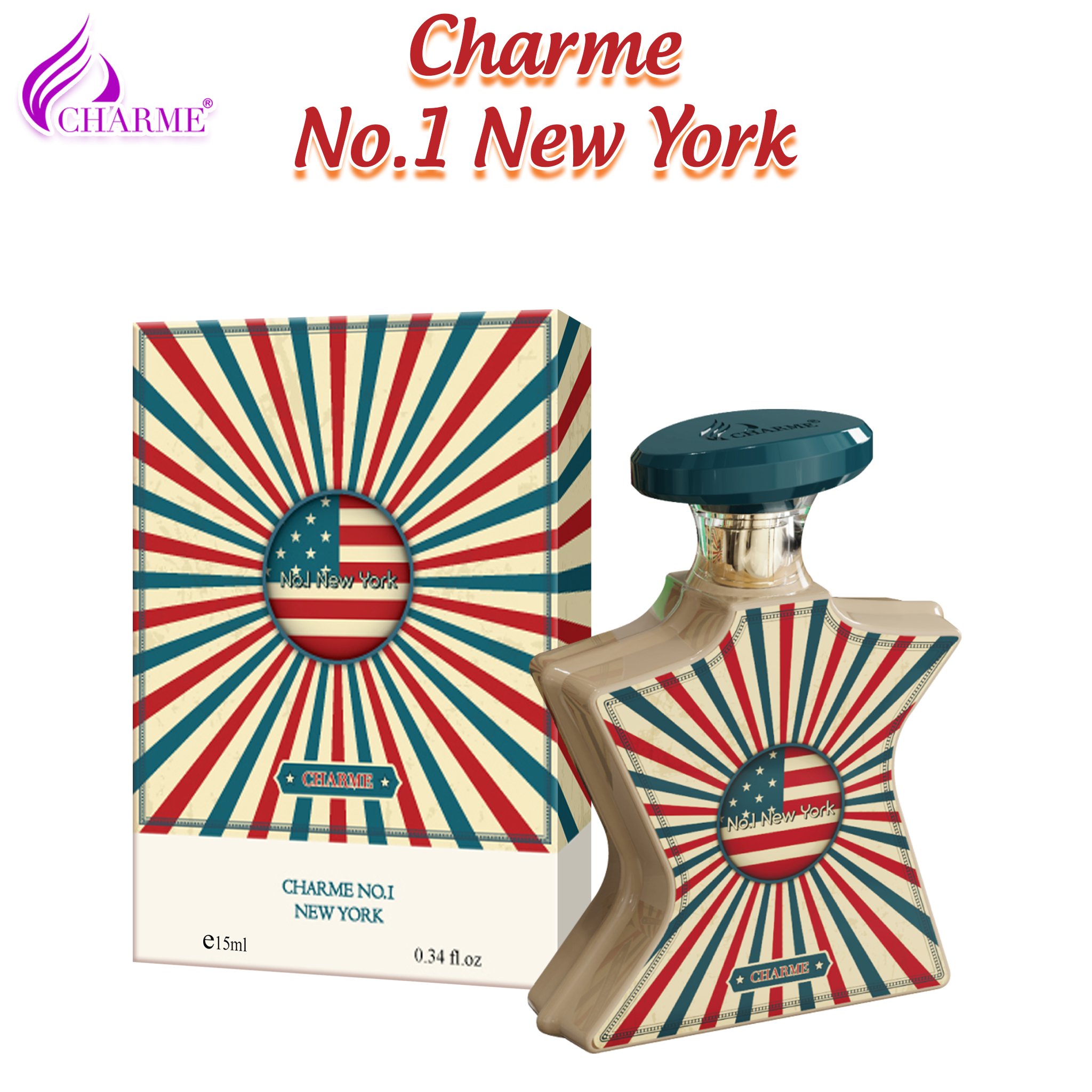 Nước hoa unisex cao cấp, Charme N0.1 NewYork, kết hợp gợi cảm, mùi hương gỗ và hương cay nồng, 15ml