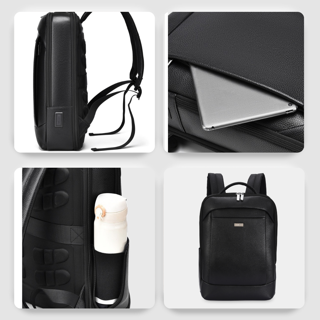 Balo da nam nữ tích hợp cổng sạc USB IDIGO MBP1 - 20001, Balo đựng laptop 15.6 inch da thật cao cấp