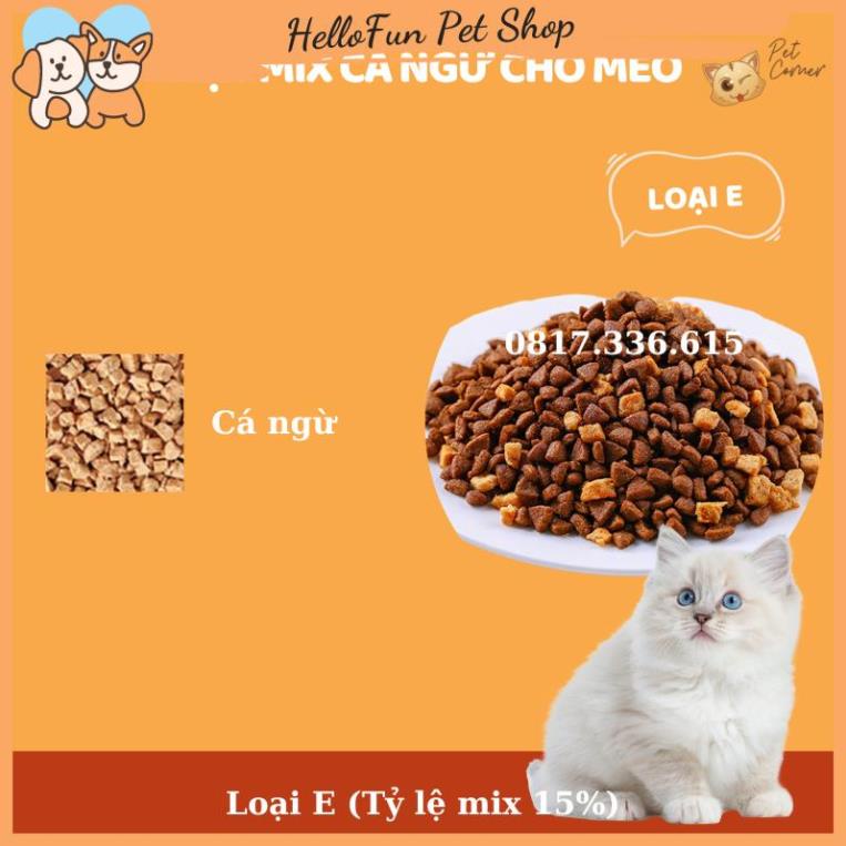 Hạt mix cao cấp cho mèo trộn thịt bò, gà, tôm, cá, lòng đỏ trứng, rau củ quả - Thức ăn hạt cho mèo kén ăn