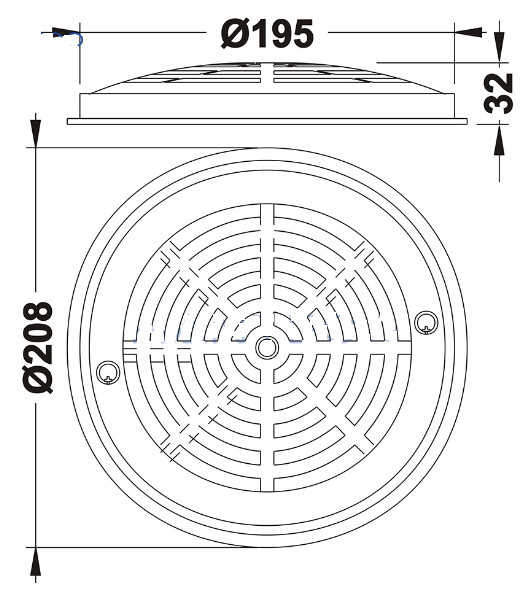 Nắp chắn rác dưới đáy hồ bơi hình tròn D200mm