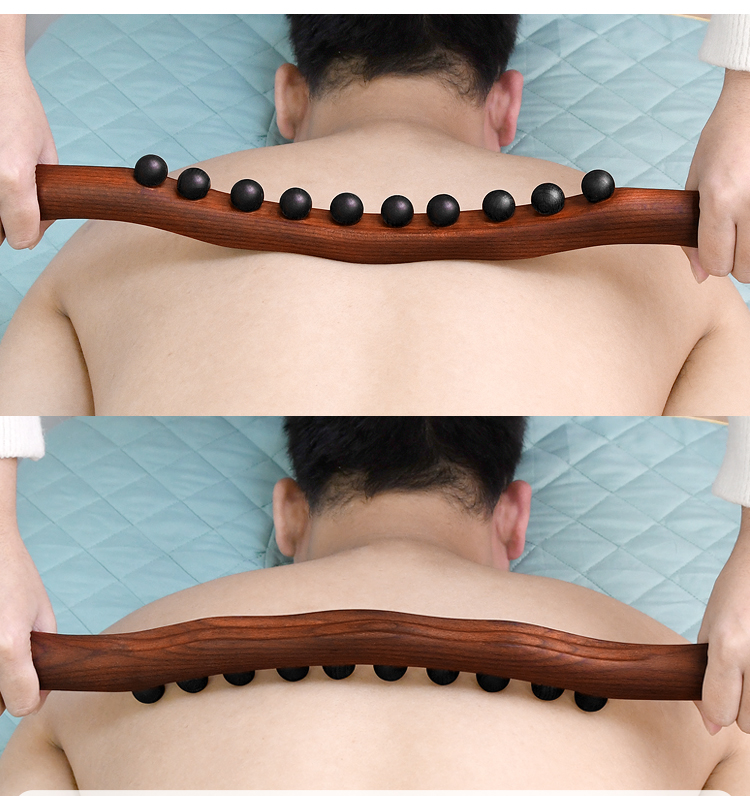 Gậy Gỗ Massage đa năng Body Đả Thông Kinh Lạc, Thanh Gỗ massage Vạn Năng10 Bi Carbon Dài 60cm Dùng Trong Spa Dưỡng Sinh