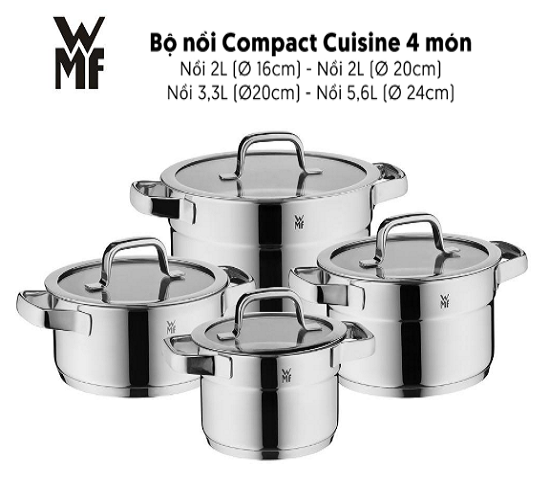 Bộ Nồi WMF Compact Cuisine 4 Món Cookware Set Chất Liệu Thép Không Gỉ- 0790046380