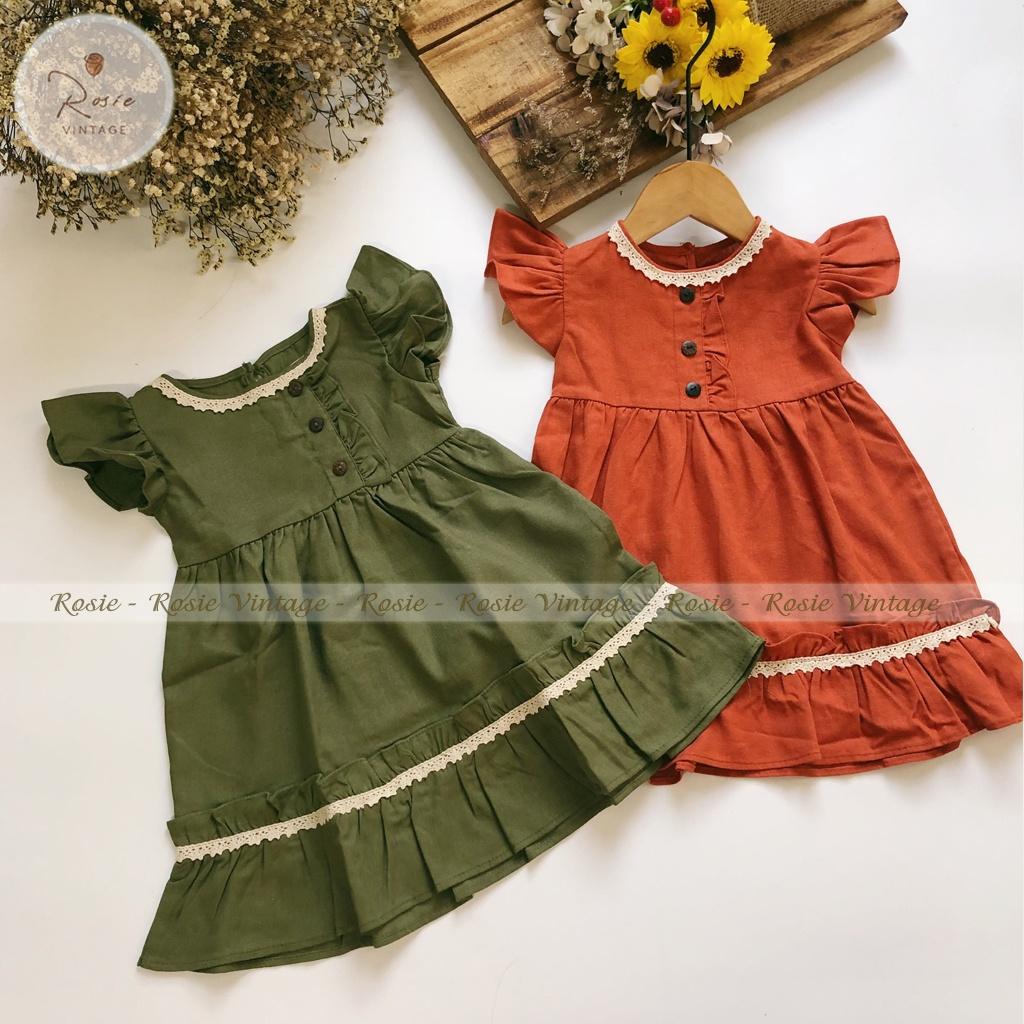 Váy cánh tiên V21, chất vải Linen 100% tự nhiên, mềm mát, mặc thấm hút mồ hôi cho bé gái từ 9 - 36kg