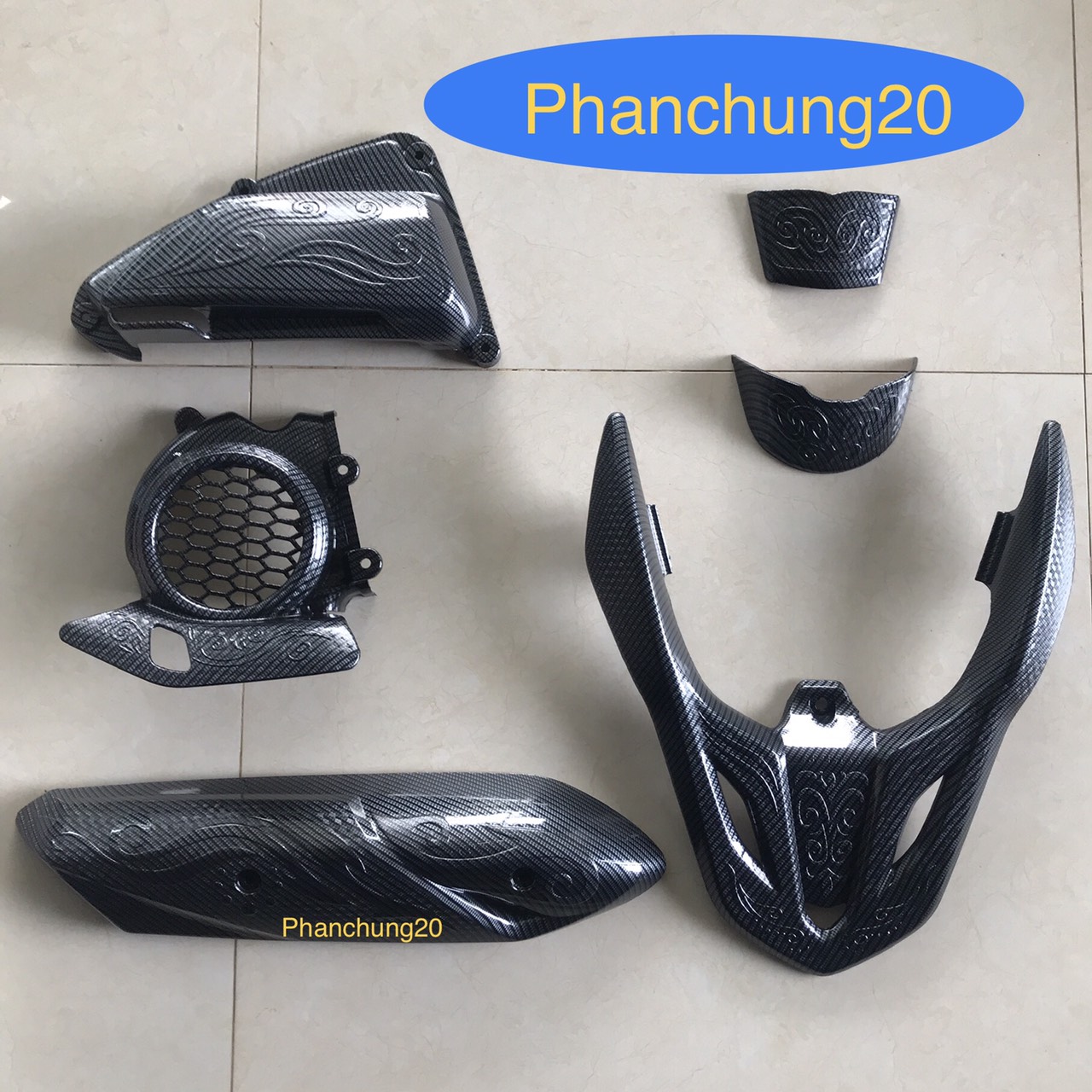 COMBO ỐP PHỤ KIỆN TRANG TRÍ DÙNG CHO XE VISION 2021 2022 2023 CACBON