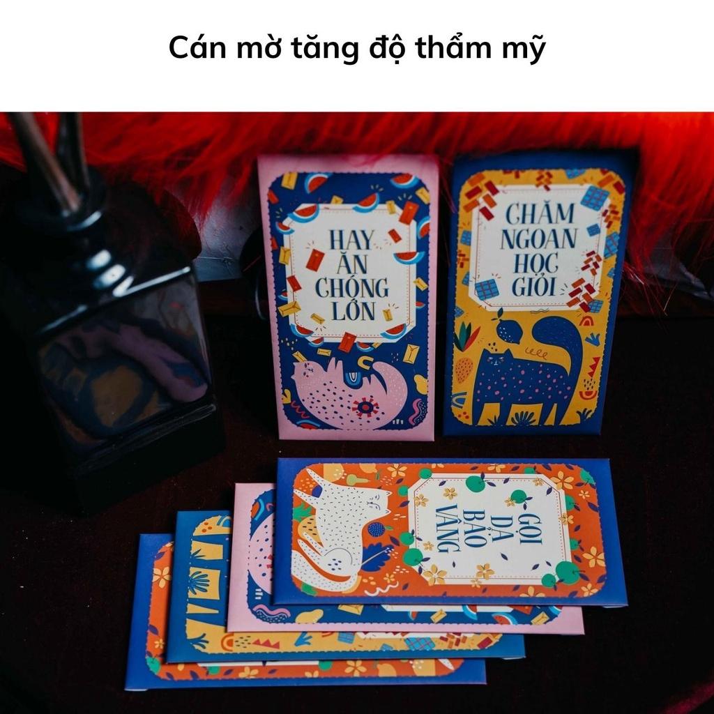 Lì xì tết 2022 - gói 5 cái, 10 cái mẫu truyền thống gia đình sum vầy giấy C150 bóng đẹp tại Tú Vy Studio