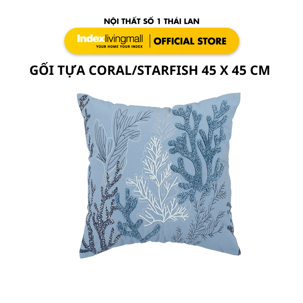 Gối Tựa Trang Trí STARFISH/CORAL Họa Tiết Sao Biển, San Hô Có Dây Kéo 45x45x10 cm | Index Living Mall | Nội Thất Nhập Khẩu Thái Lan