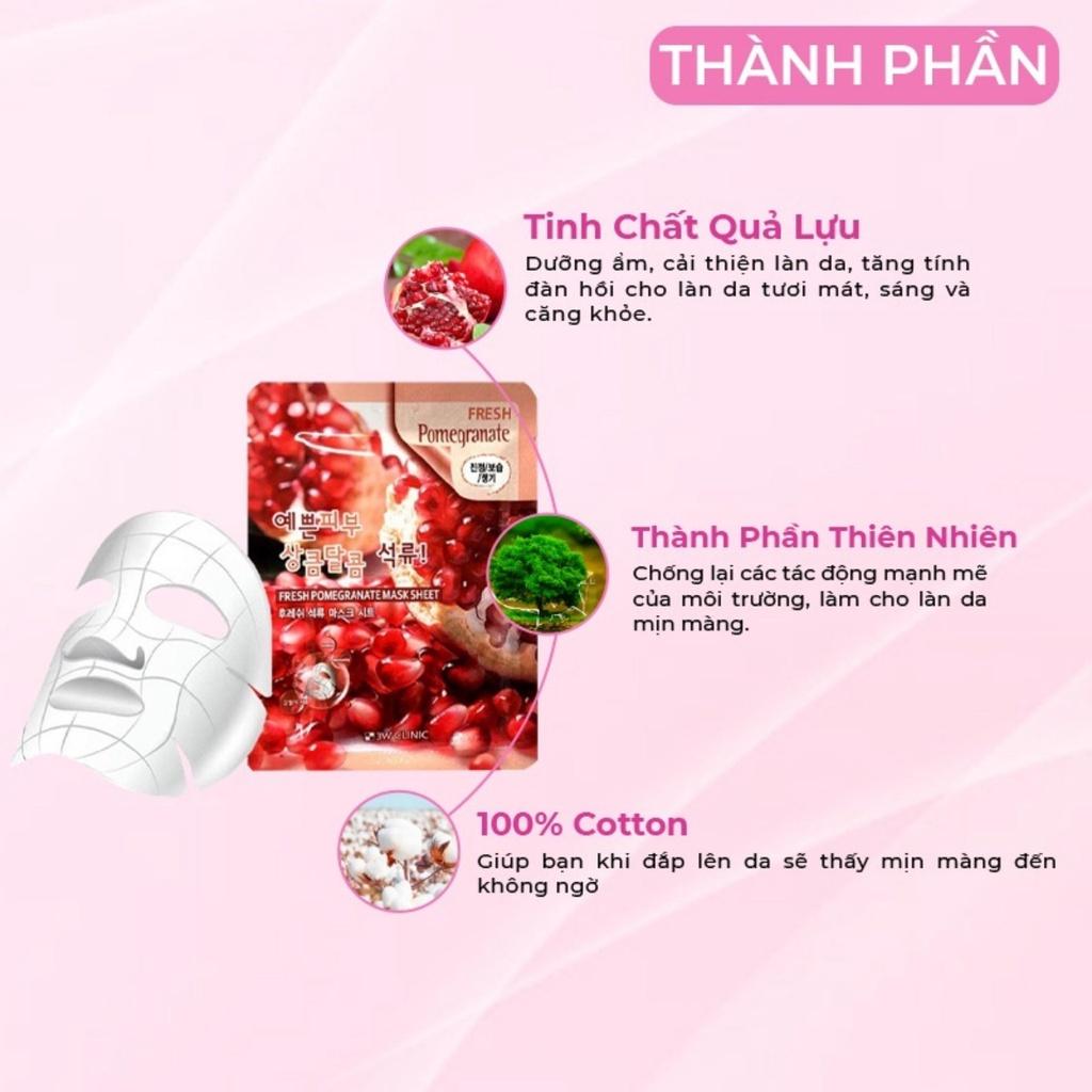 Mặt Nạ 3W Clinic Fresh Pomegranate Mask Sheet Dưỡng Trắng Chiết Xuất Lựu 23ml