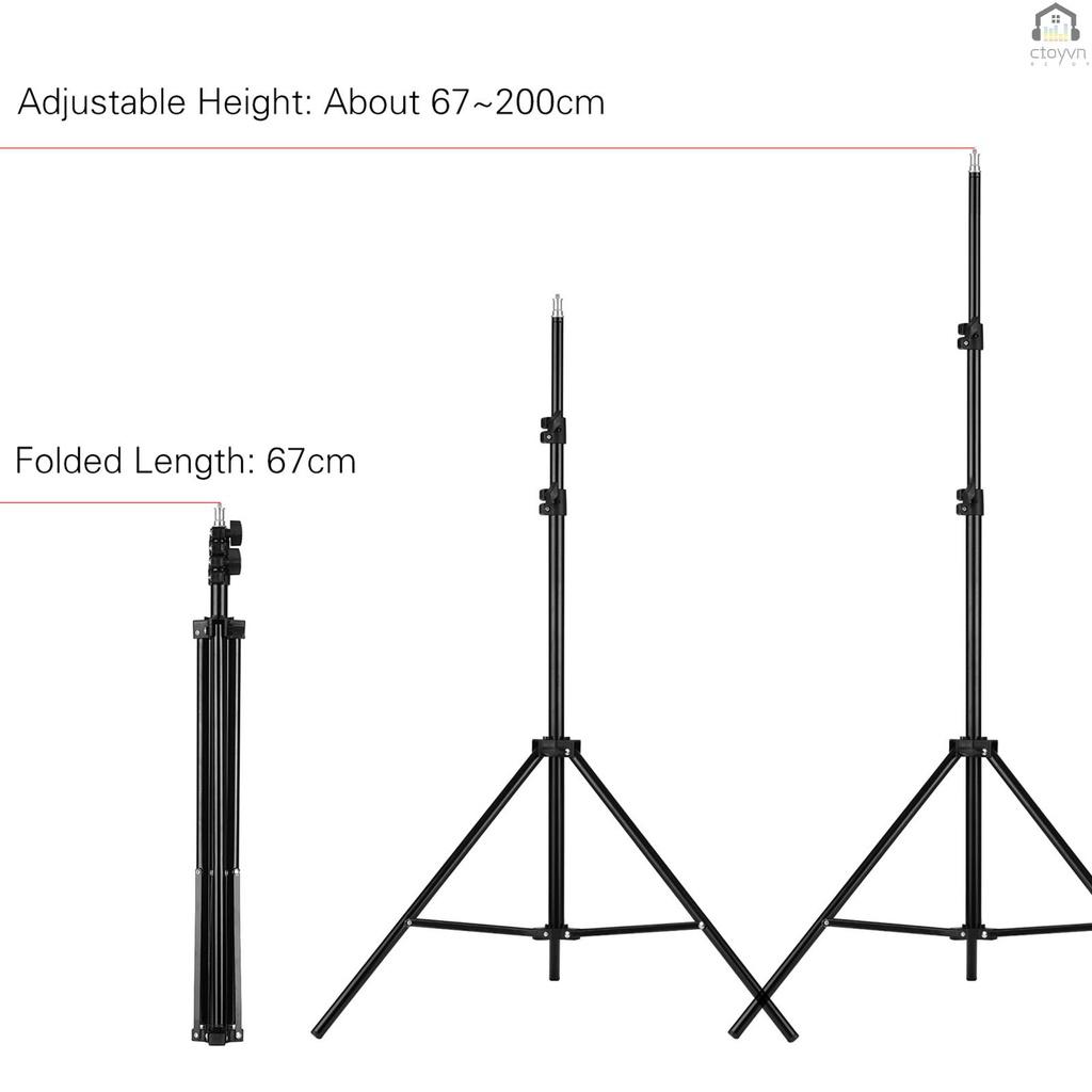 Giá đỡ ba chân kim loại cao 2M/6.6ft với ốc vít 1/4 Inch có thể điều chỉnh cho đèn LED