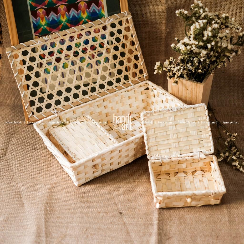 Comb 3 hộp tre đan - combo bamboo box