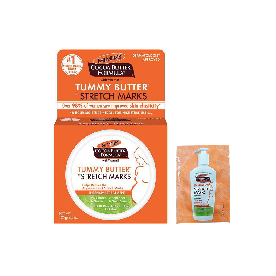 Hình ảnh Bơ đậm đặc ngăn ngừa rạn da từ tháng 7 đến cuối thai kỳ và sau sinh Palmer's Cococa Butter Tummy Butter Stretch Marks 125g + Tặng Lotion rạn dạ Palmer's 5ml